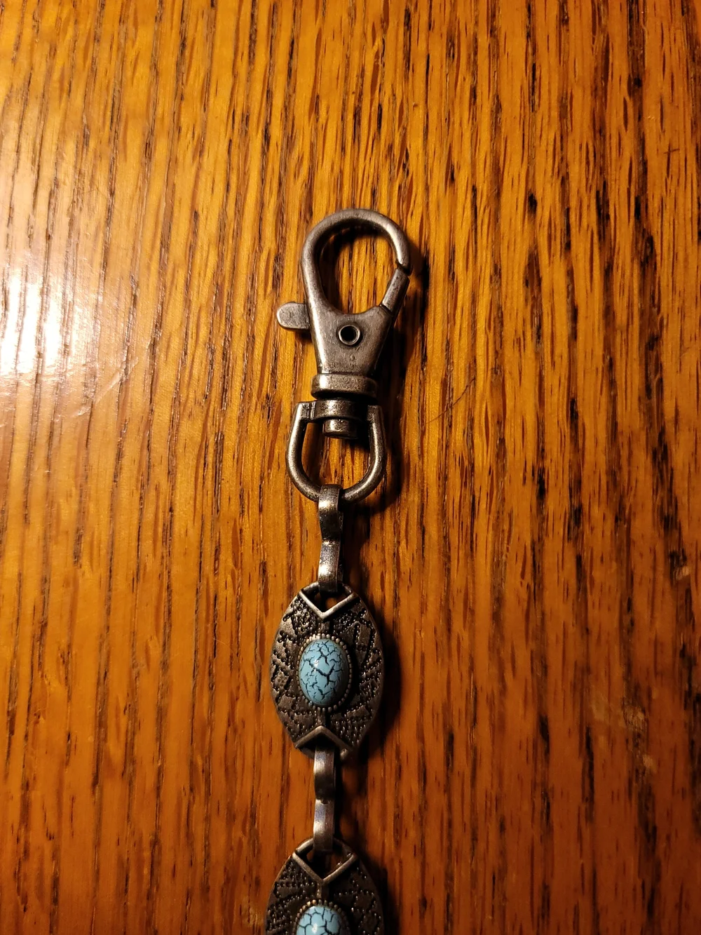 Silver-tone Faux Turquoise Chain Belt